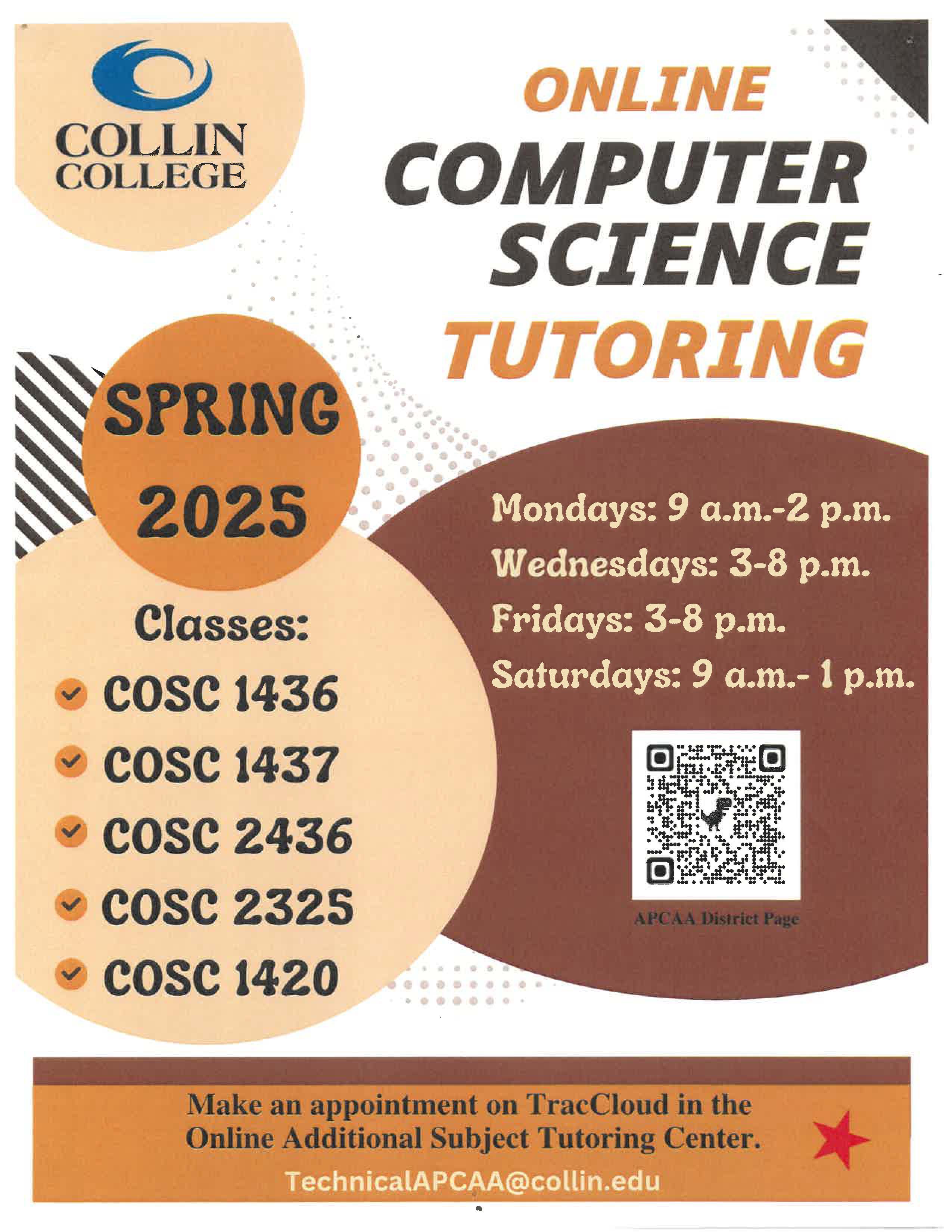cosc tutoring schedule