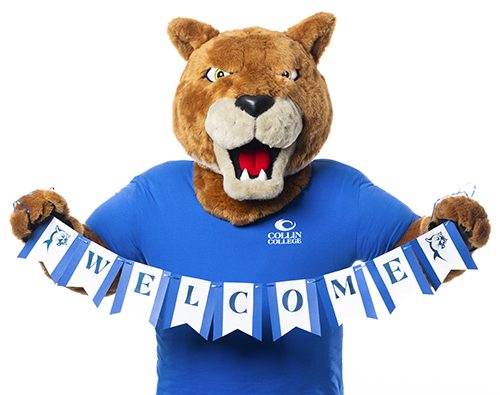 Collin Cougar with Welcome Sign Collin Cougar with Welcome Sign