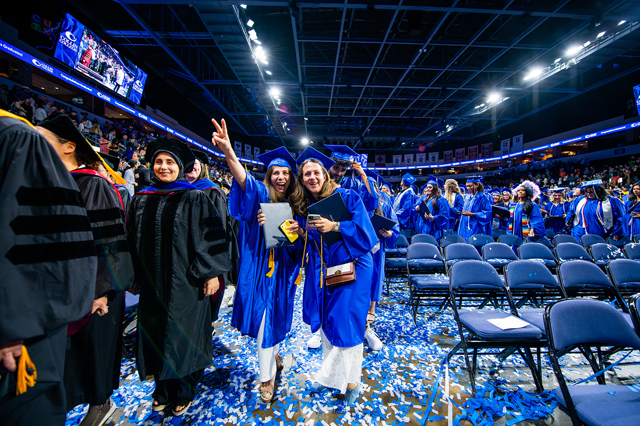 Students exiting the venue after processional