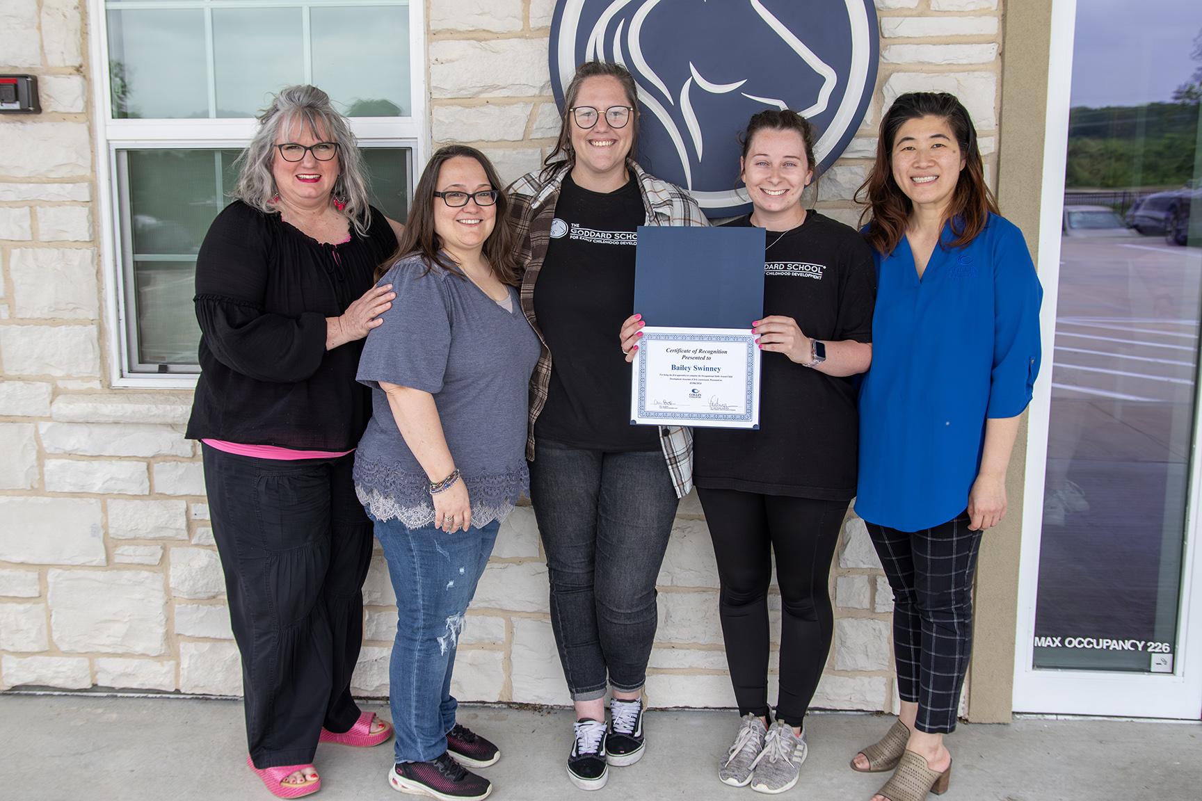 Pictured from left: Awards and Grants Coordinator Angelia Turquette, Apprenticeship and Employer Engagement Manager Jewel Coates, Mentor Morgan Winnubst, Apprentice Bailey Swinney, and Early Childhood Educator Lead Ann Butler