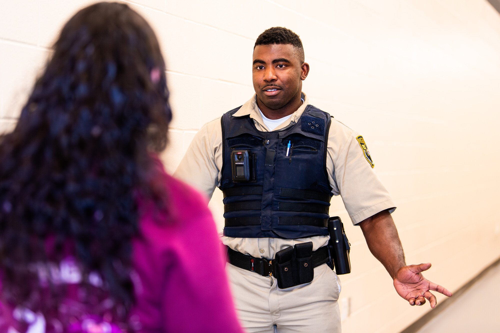 Attached photos: Collin College Law Enforcement Academy cadets perform training exercises with Motorola body cameras at the Public Safety Training Center in McKinney.