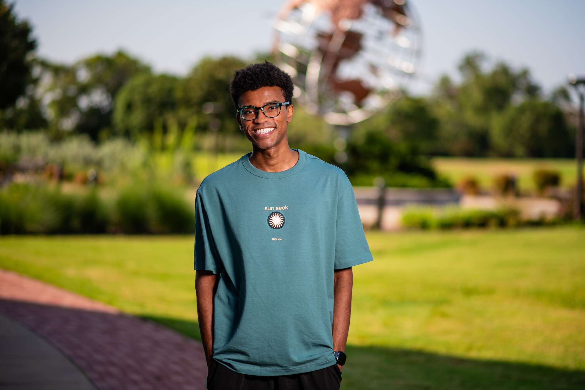 male student on campus