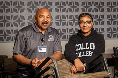 CougarWorks intern Jazzmin Sheckles with her manager Erwin Whitlock.