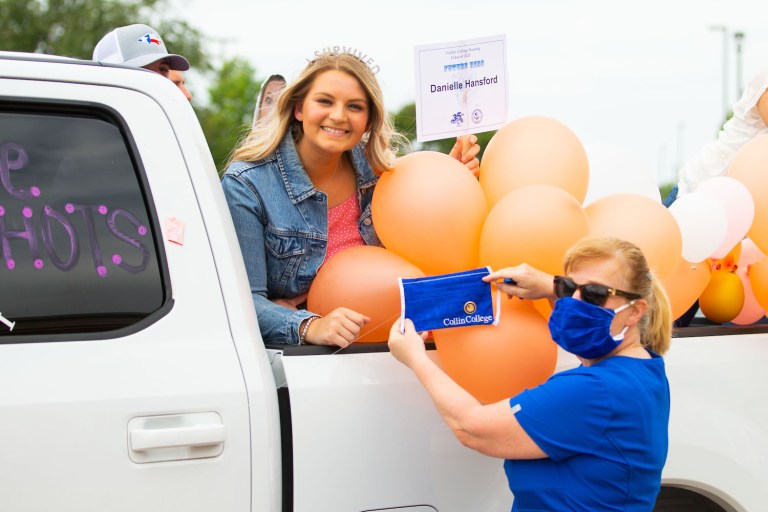 Collin College Nursing graduate and faculty participate in the college's Nursing Pinning Parade in 2020