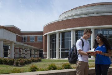 Honors students outside of library