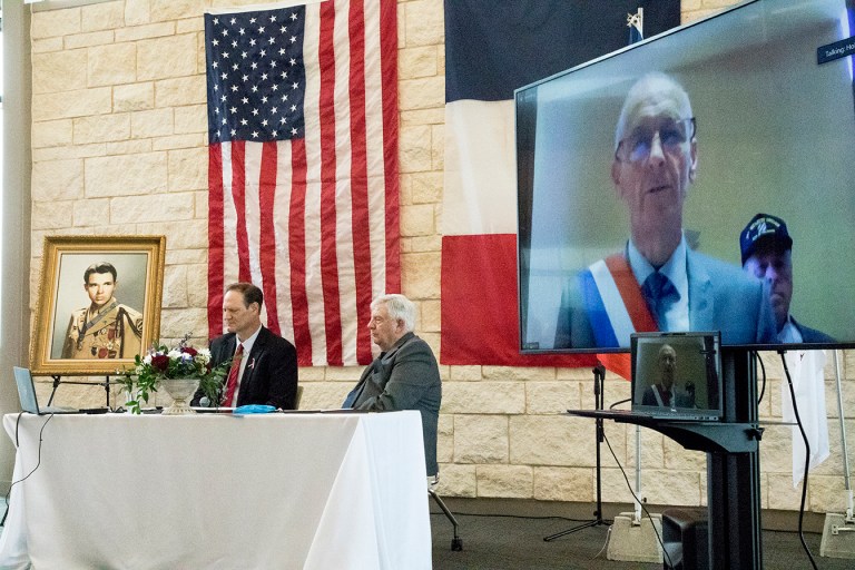 Local officials from Farmersville and Holtzwihr, France host a Sister City Celebration honoring WWII soldier Audie Murphy.
