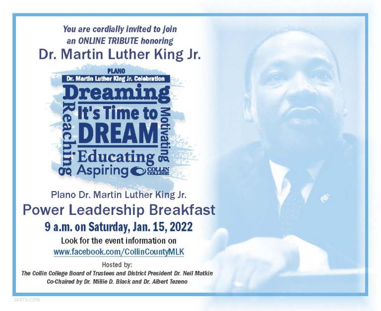 Martin Luther King Jr. Virtual Breakfast ad with same info as story