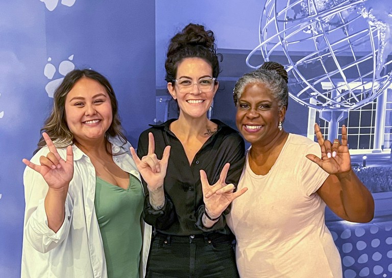 Winners of the music interpretation event at Collin College: Adriana Gonzalez, Jessica Gorden, and Rachelle Byrd.